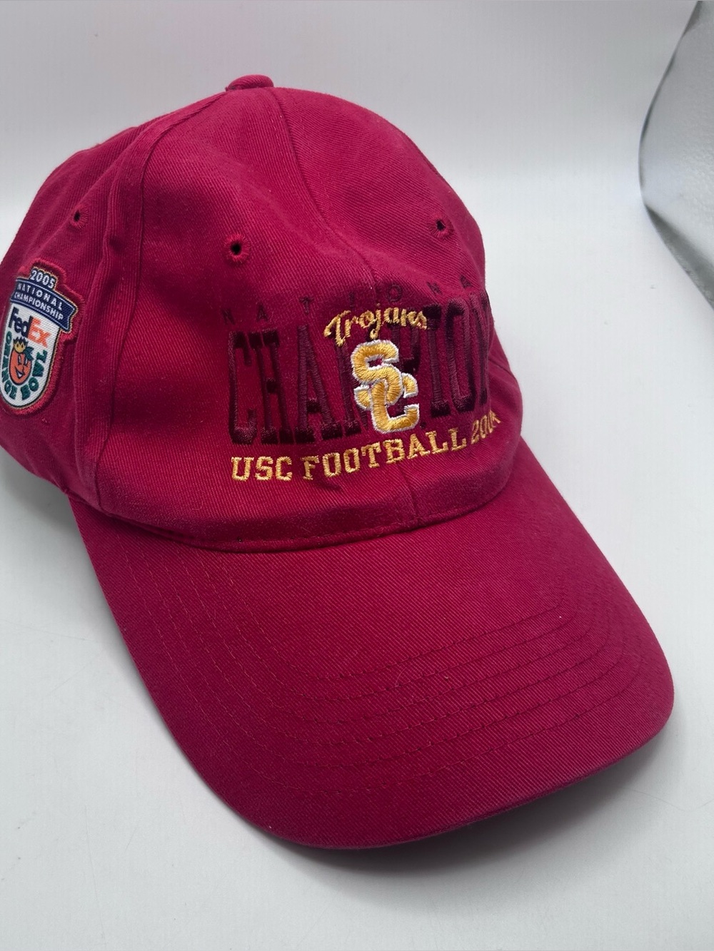 Vintage USC Trojans Strapback Hat 2004 Championship FedEx Embroidered Red Gold
